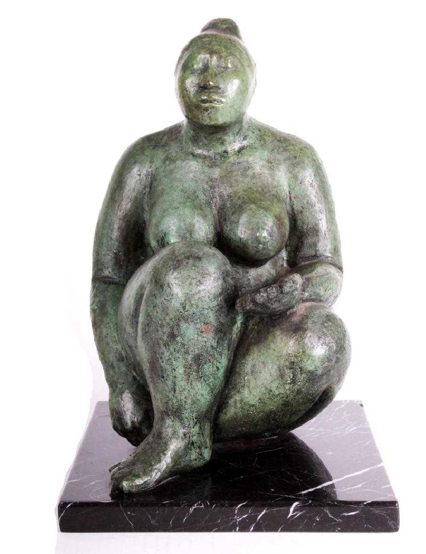 Seated Woman Bronze Sculpture by Jorge Luis Cuevas Sculpture